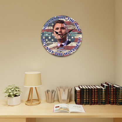 Charlie Kirk Memorial, Wooden Wall Clock- Made in USA