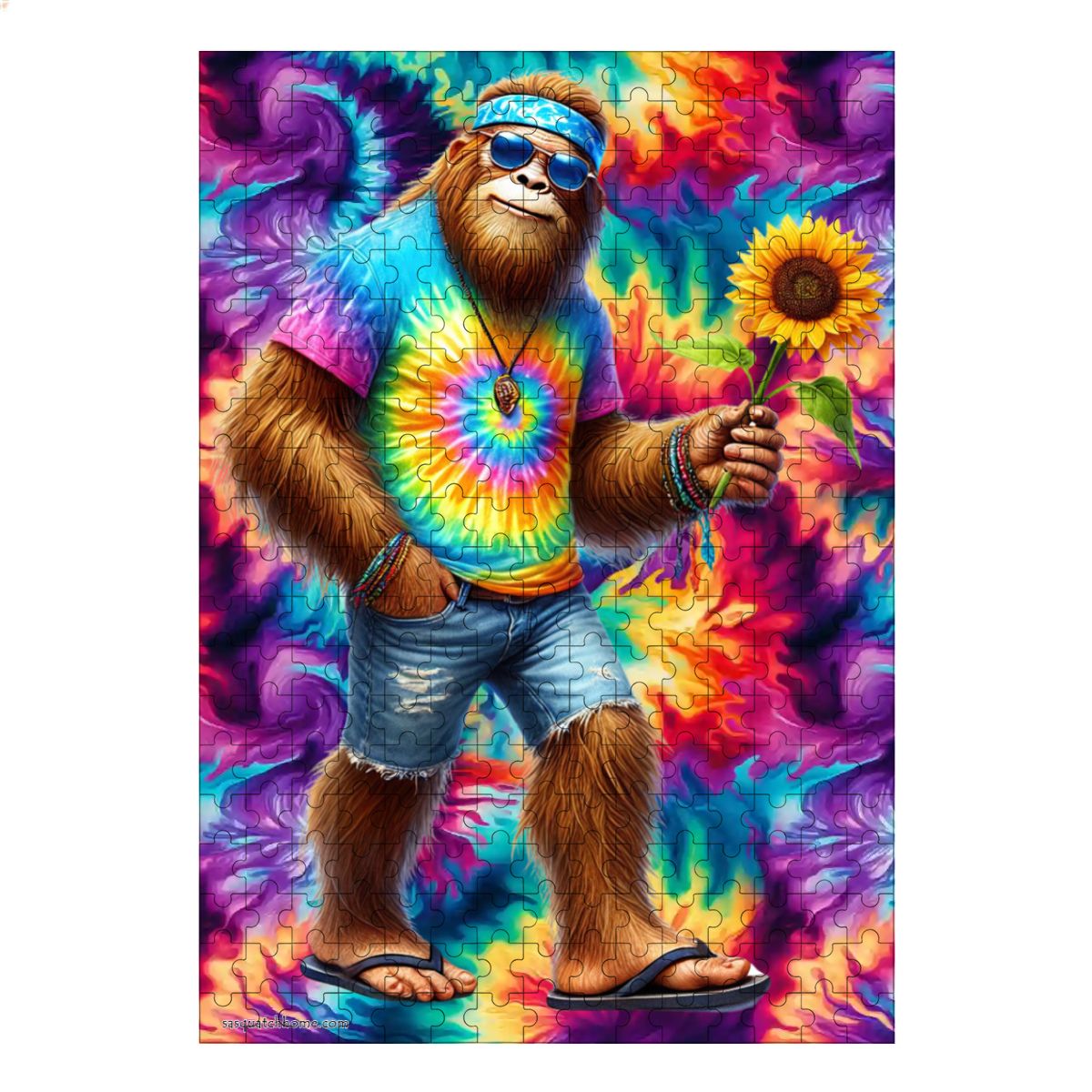 Hippie Sasquatch 300pcs Wooden Vertical Jigsaw Puzzle