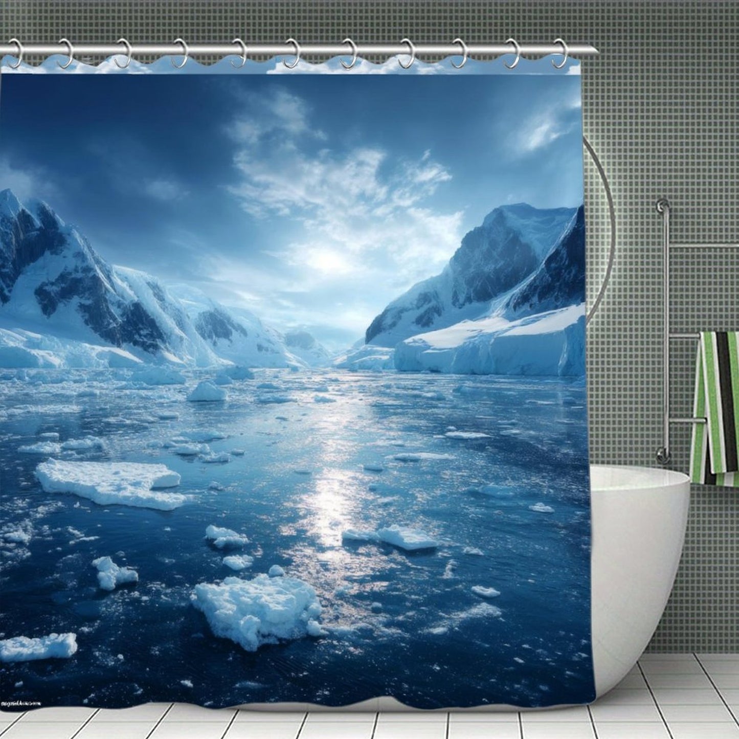 Arctic Beauty Waterproof Polyester Shower Curtain – Made in the USA – 70.8x70.8”