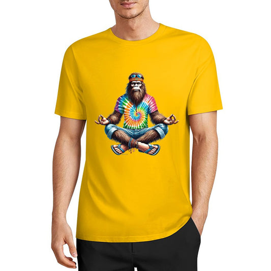 Bigfoot - Sasquatch Hippie Yoga Short Sleeve Cotton T-Shirt