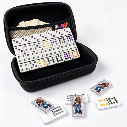 Female Blow Kiss Double 12 Mexican Train Dominoes Set