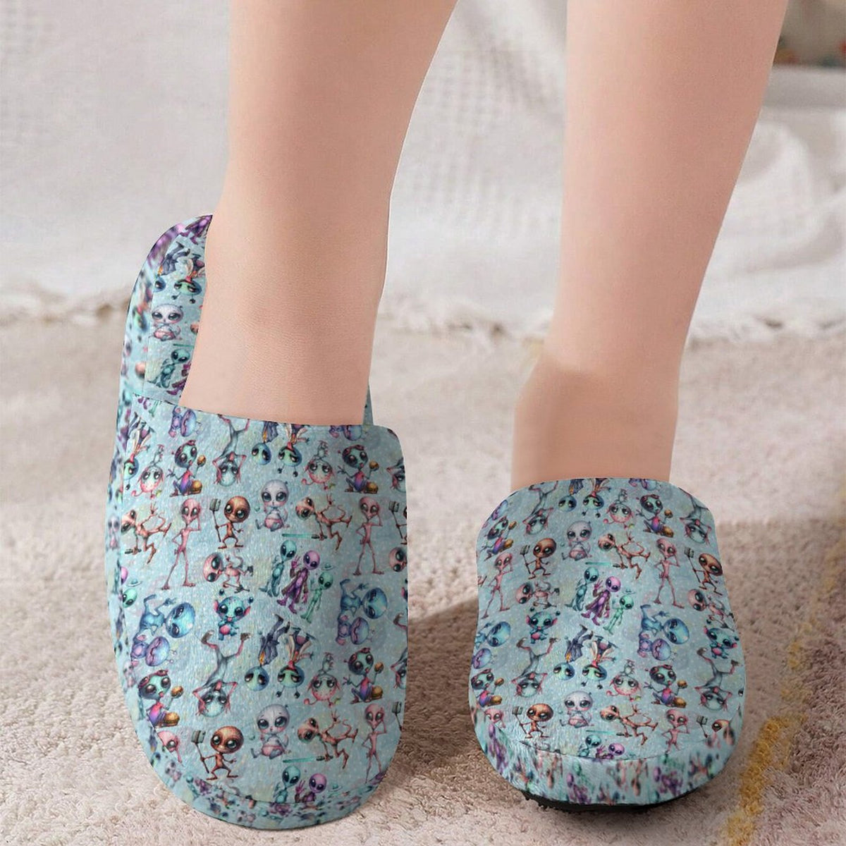 6 Alien Designs Flannel Children's Cotton Slippers