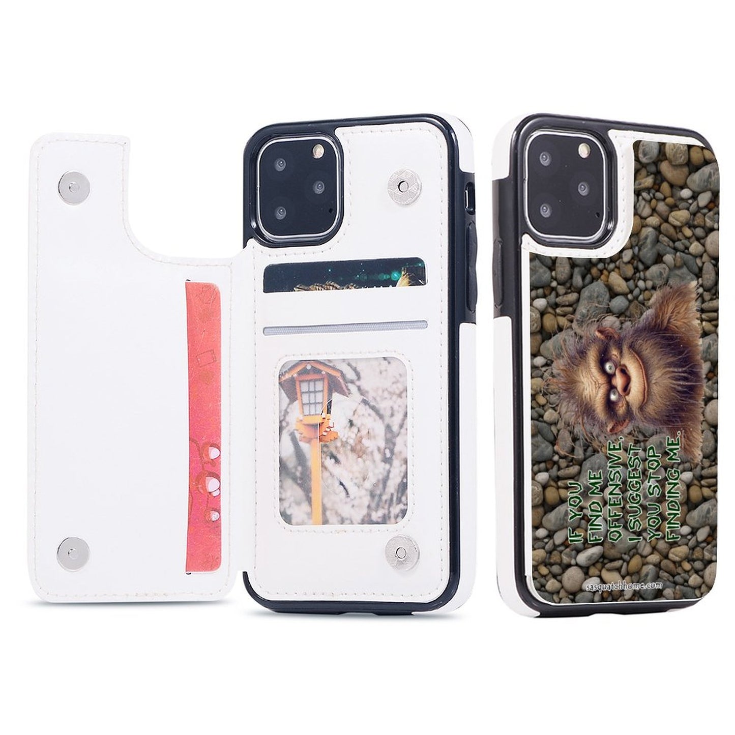 iPhone 11 Pro Bigfoot, Sasquatch Cell Phone Flip Wallet Case - "If you find me offensive..."