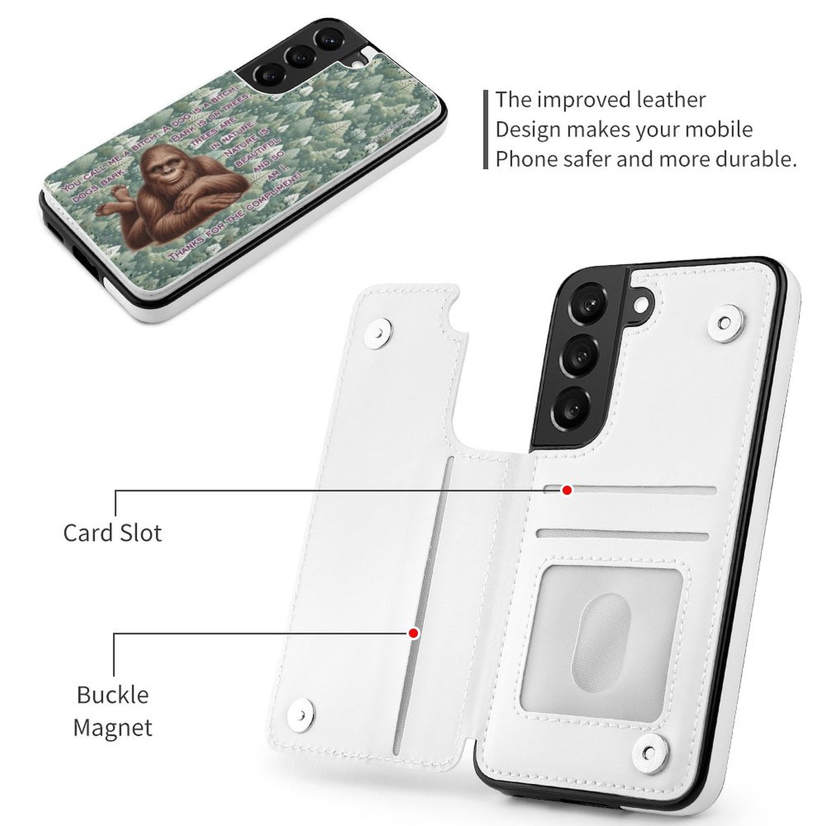 "You call me a bitch..." Bigfoot, Sasquatch, Samsung S22 Cell Phone Case / Folding Wallet