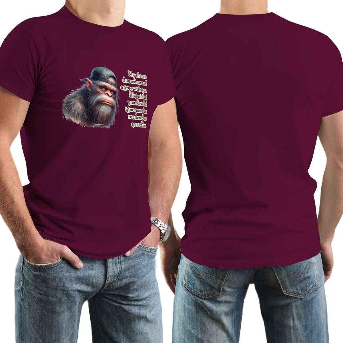 "My Silence Doesn't Mean..." Bigfoot, Sasquatch Short Sleeve T-shirt