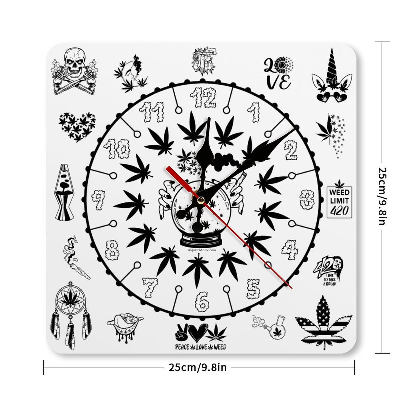 Ganja Square Wall Clock- Made in USA