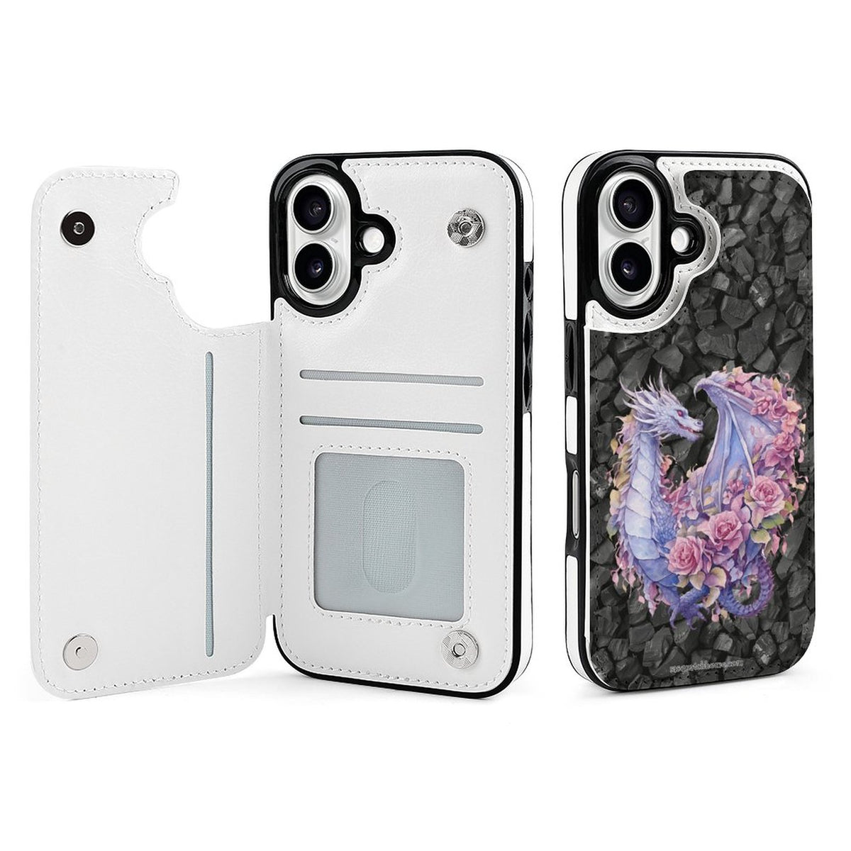 Floral Dragon, iPhone 16 Faux Leather Wallet Case