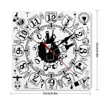 Wine Lovers Square Wall Clock- Made in USA