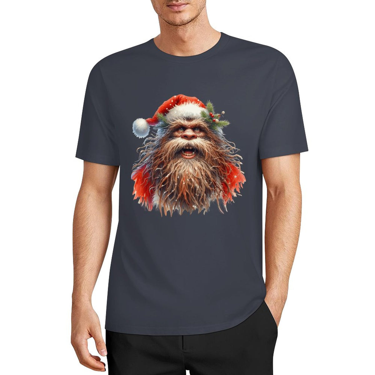 Bigfoot - Sasquatch Santa Short Sleeve Cotton T-Shirt