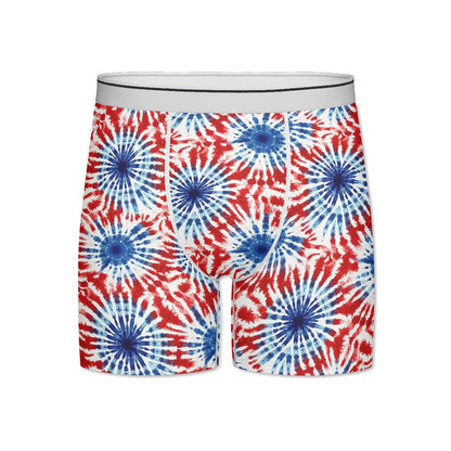 Tie-Dye Themed Men's Silky Polyester Extended Boxer Briefs Underwear