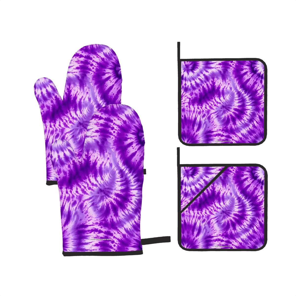 19 Tie Dye Designs, Set of 4 Oven Mitts and Pot Holders