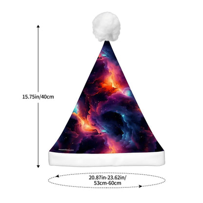 12 Galaxy Outer Space Designs, Adult Plush Santa Hat with Light