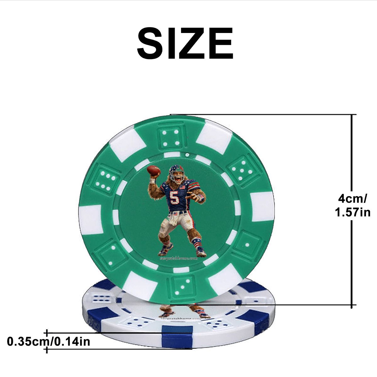 Sasquatch Football 10 Piece Poker Chips Set