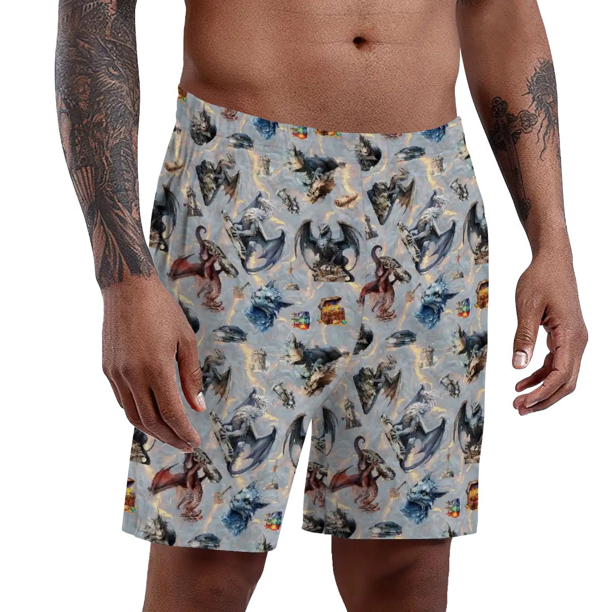 10 Misc Designs, Men’s Polyester, pocketed, pajama Shorts