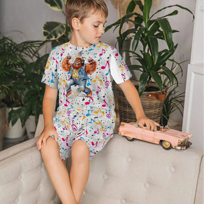 Pajama Sets for Kids, Crew Neck Short Sleeve - Dancing Bigfoot, Sasquatch