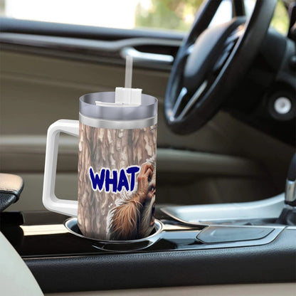 “Sarcastic Sasquatch” Series, “WTF”, 40 oz Travel Coffee Mug with a Straw