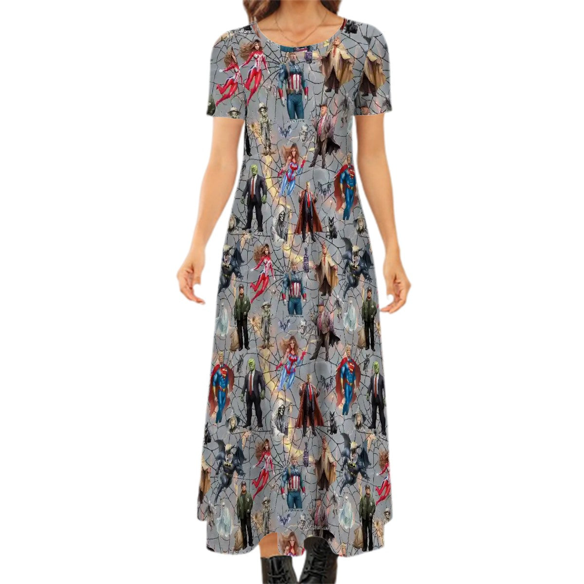 20 Donald Trump Designs,  Crew Neck Short Sleeve Maxi Dress