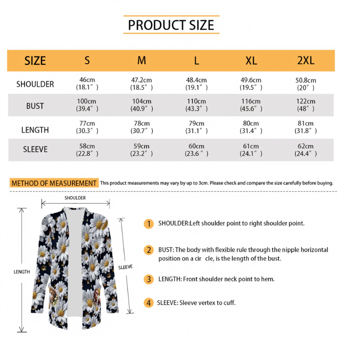12 Beautiful Flower Designs, Women's Long-Sleeved Cardigan