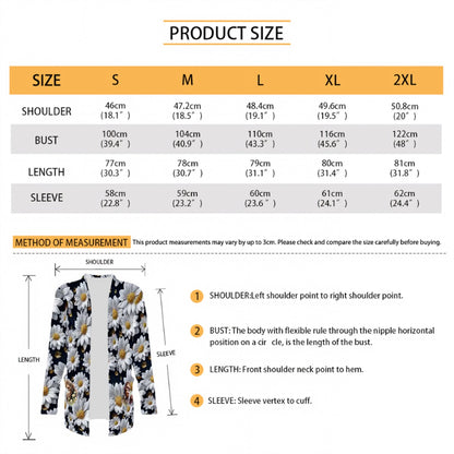 12 Beautiful Flower Designs, Women's Long-Sleeved Cardigan