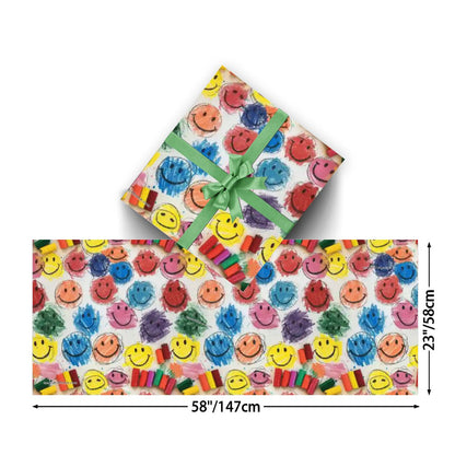 Child Drawing Smileys, 3 Pack Gift Wrapping Paper Sheets