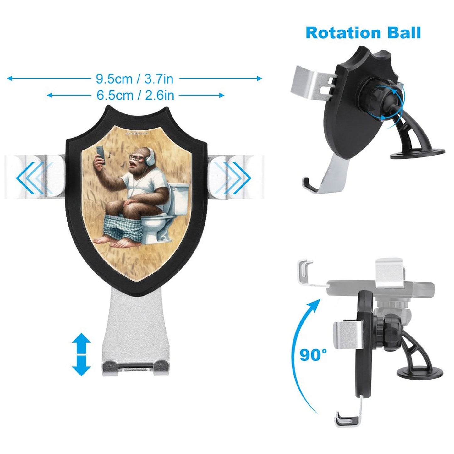 Bigfoot, Sasquatch, Toilet Singing Car Mount Mobile Phone Holder