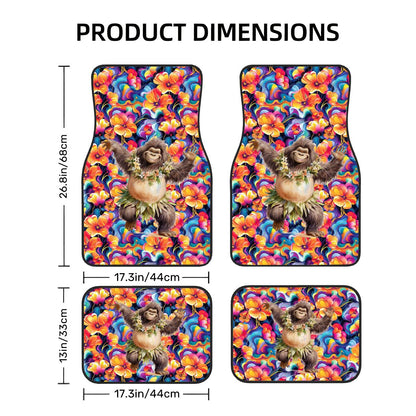 Hawaiian Dancing Bigfoot / Sasquatch Designs, 4 Piece Auto Floor Mats