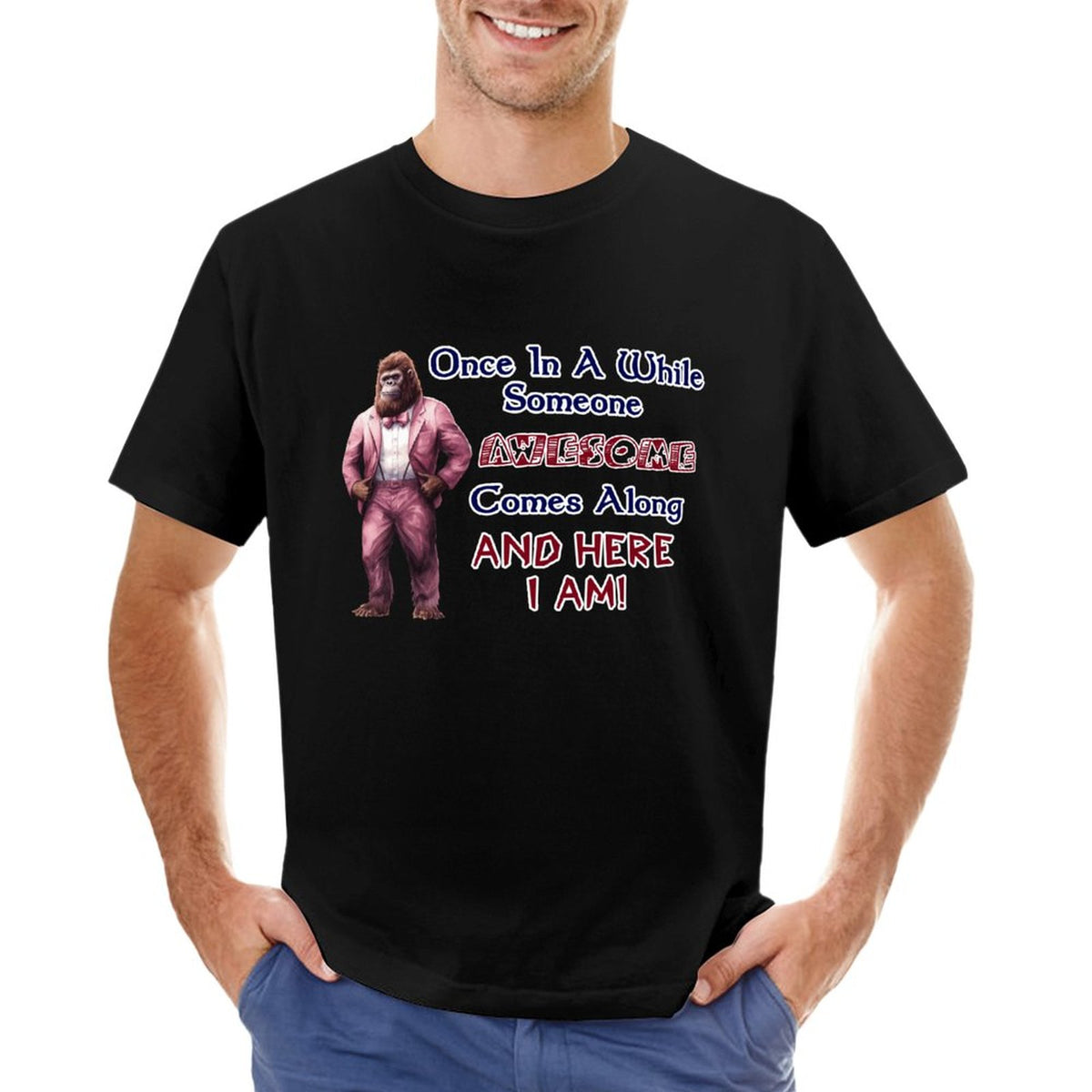 Sasquatch, Bigfoot "Once is a while...", Cotton Short Sleeve T-shirt