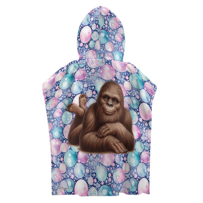 Bigfoot, Sasquatch Themed, Hooded Terry Cloth Pullover Towel for Kids, Children