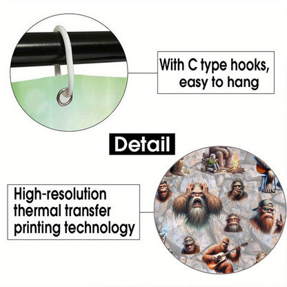 21 Bigfoot Sasquatch Designs, Waterproof Polyester Shower Curtain – Made in the USA – 70.8x70.8”