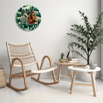 Bigfoot Sasquatch "Good morning..", Wooden Wall Clock- Made in USA