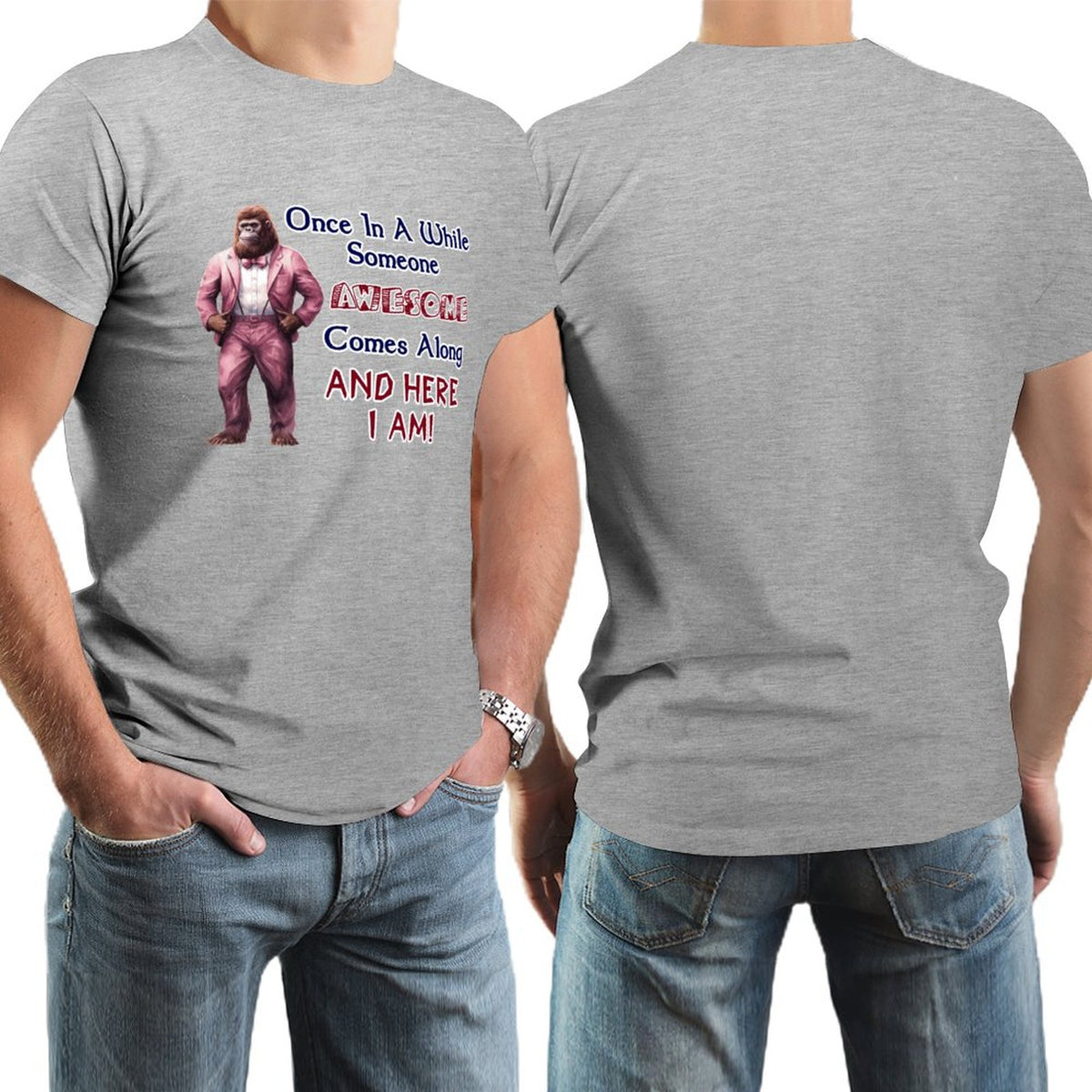 Sasquatch, Bigfoot "Once is a while...", Cotton Short Sleeve T-shirt