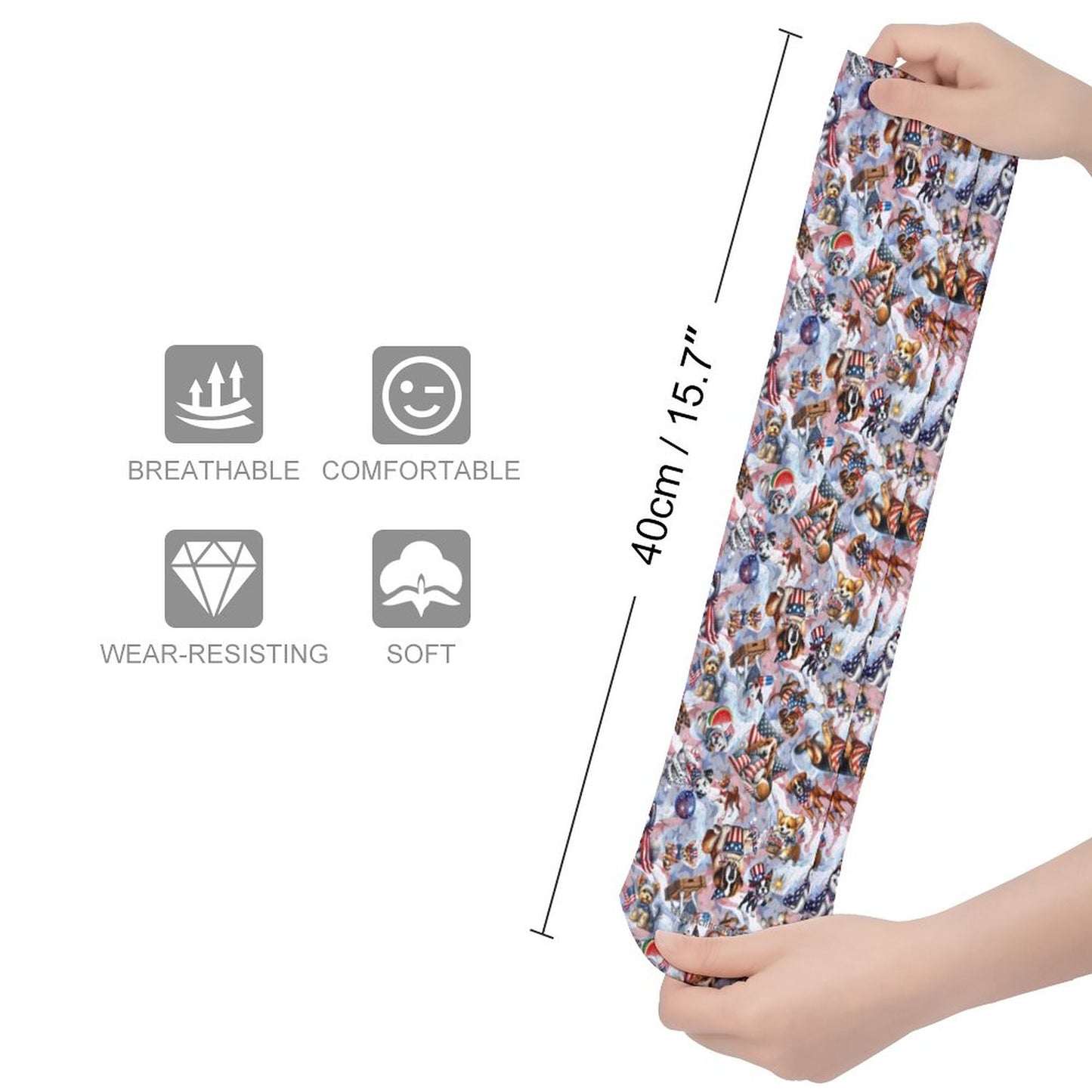 8 Patriotic Designs, 15.5 Inch Tube Socks