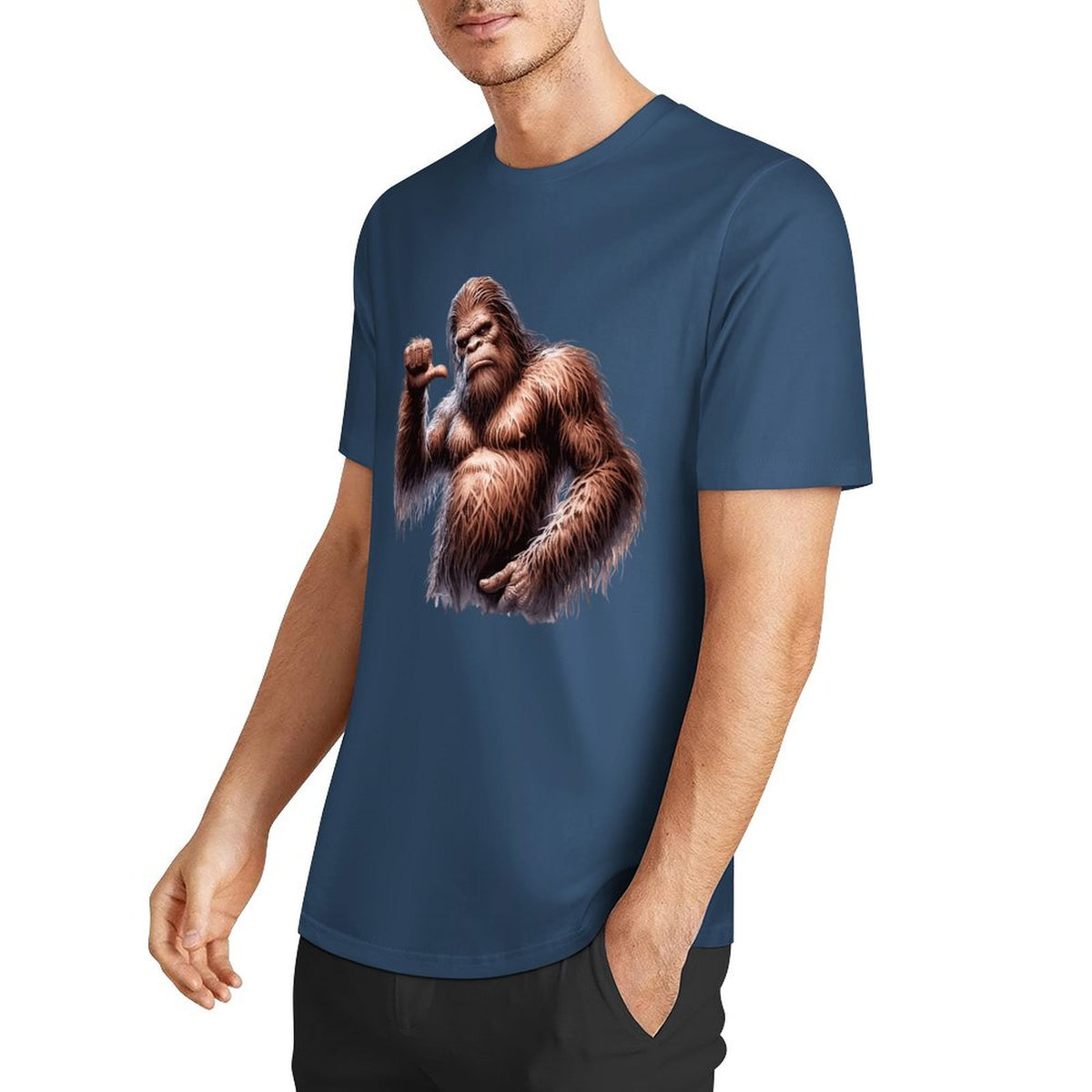 Bigfoot - Sasquatch Pointing at self Short Sleeve Cotton T-Shirt