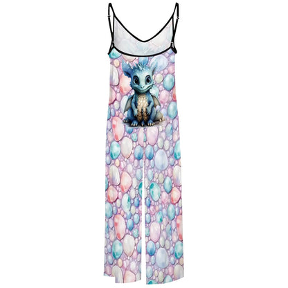 Baby Dragon On Colored Stones, Casual Jumpsuits for Women