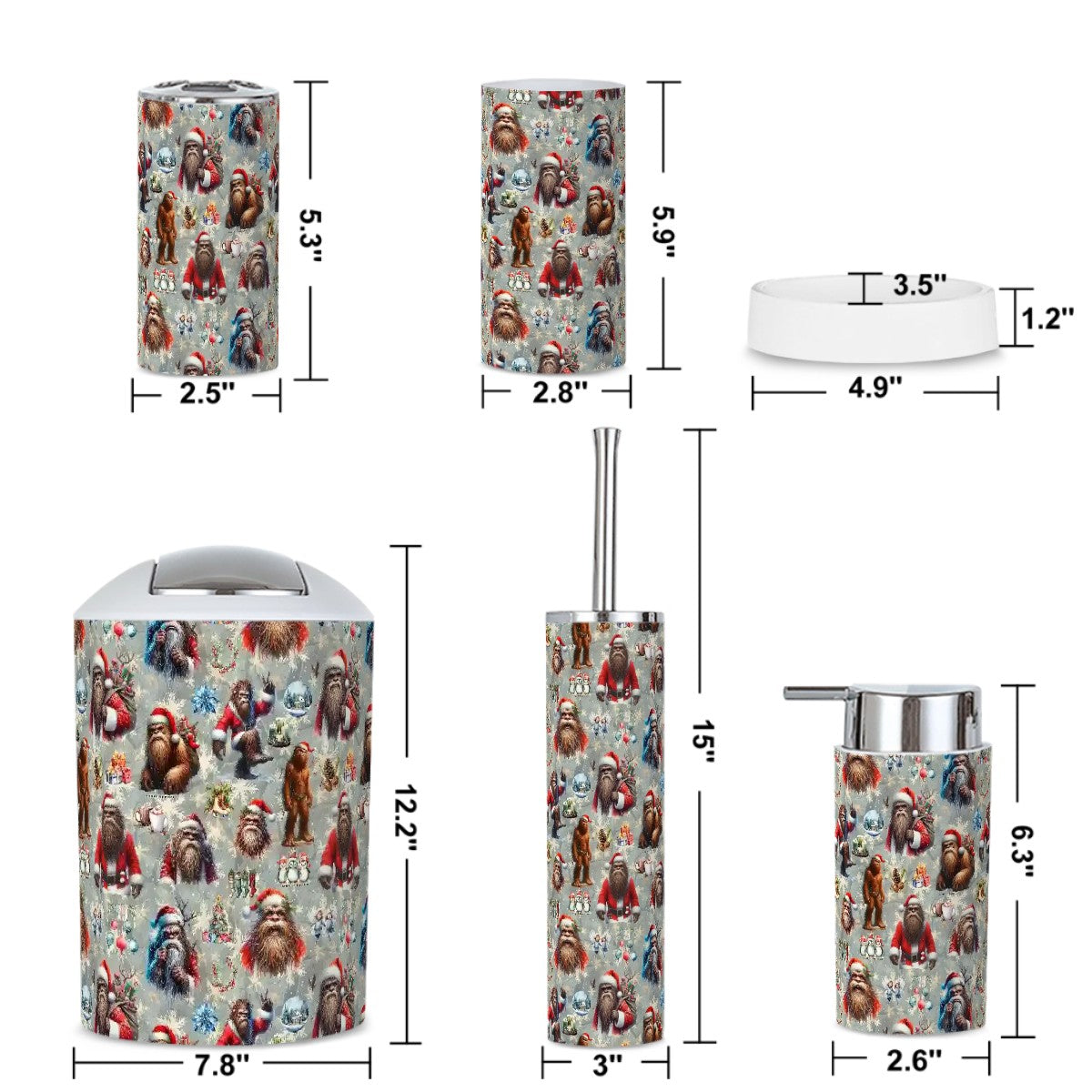 20 Sasquatch, Bigfoot Designs,  5 pc Bathroom Accessories Set