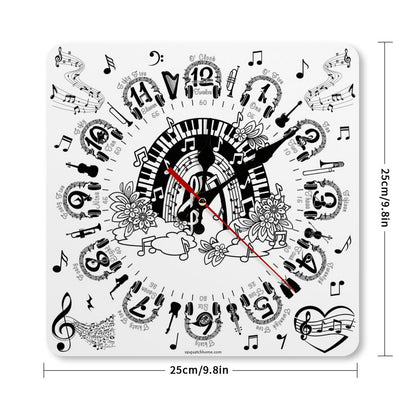Music Themed, Square Wall Clock- Made in USA