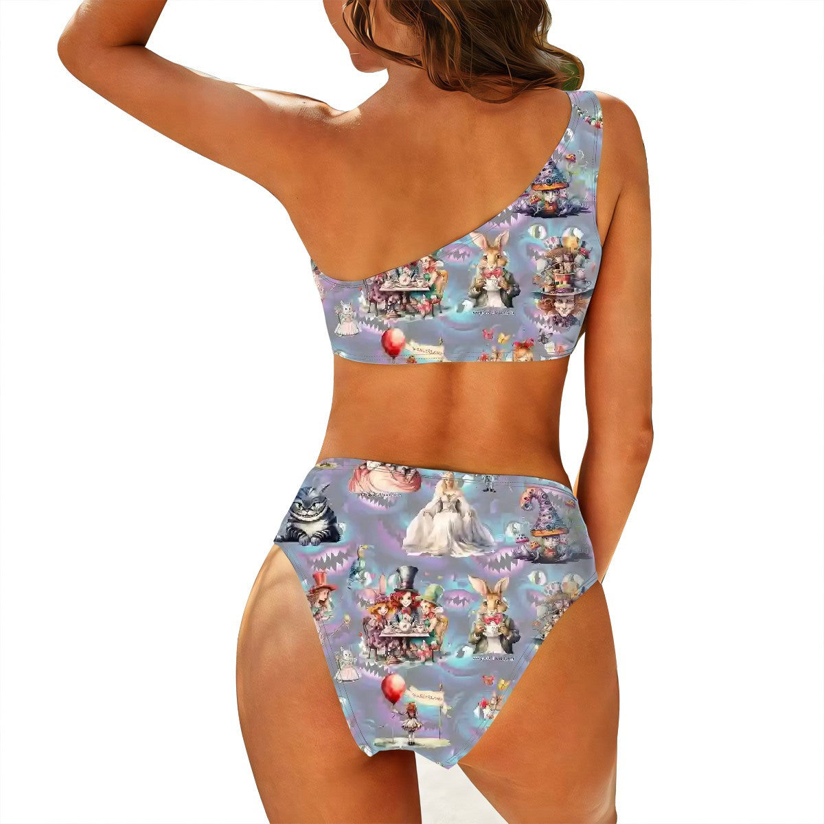 Awesome/Mythical Themed One-Shoulder, High-Waisted Bikini