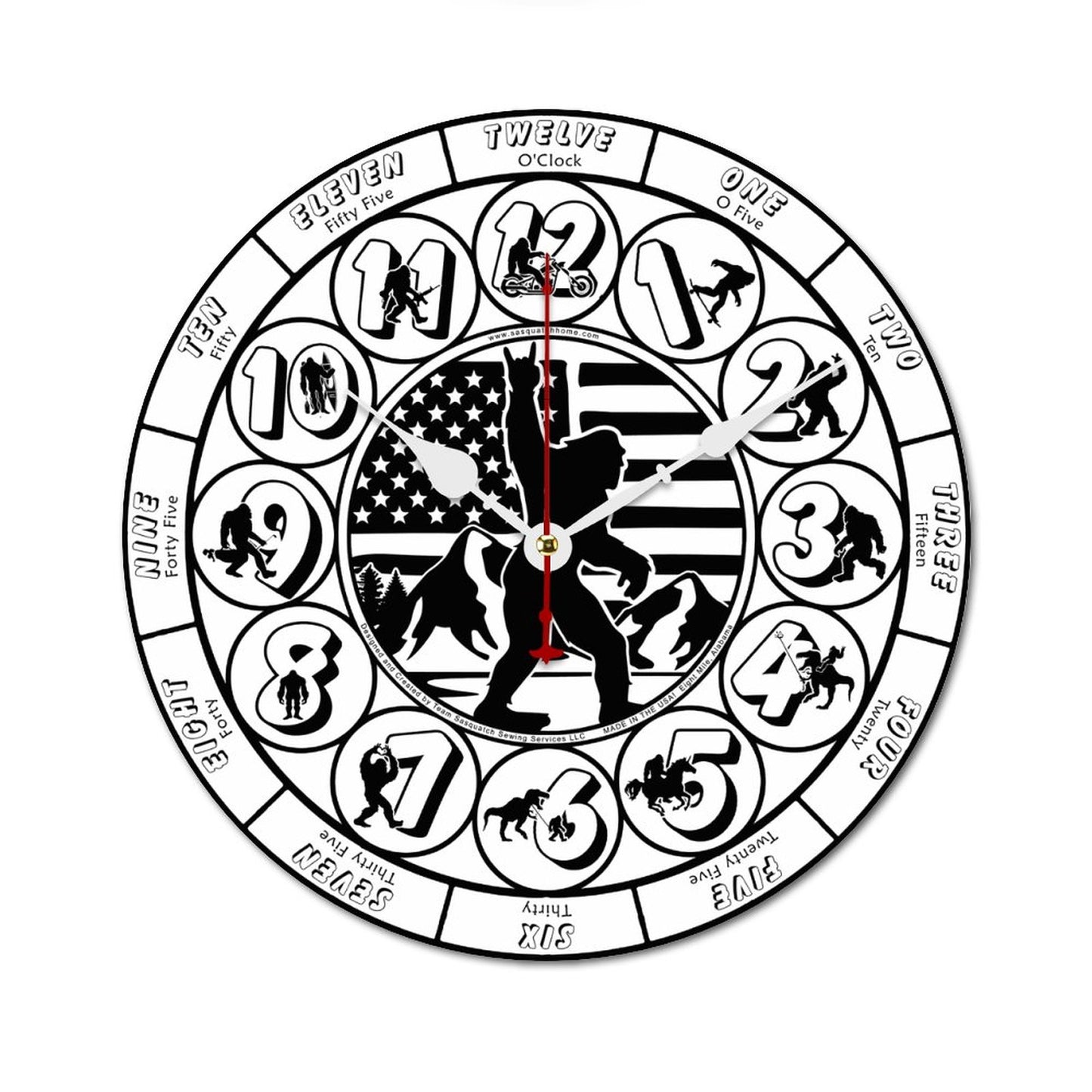 Bigfoot / Sasquatch Themed Wooden Wall Clock- Made in USA
