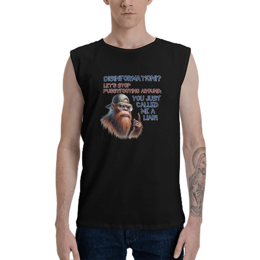 Sasquatch Bigfoot "Disinformation" Men's Cotton Sleeveless T shirt, tank top
