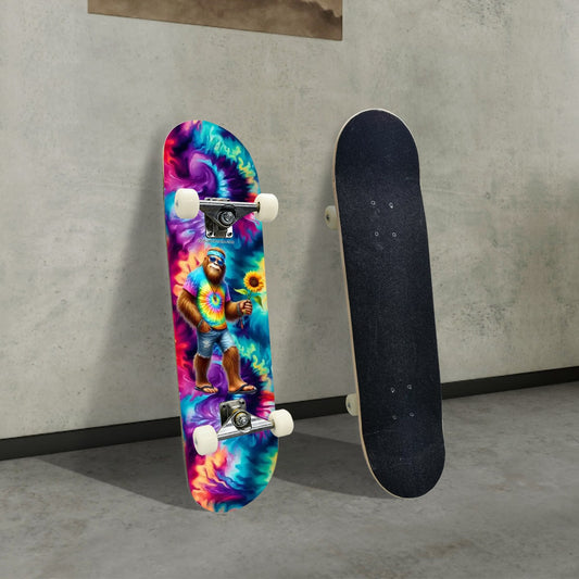 Bigfoot / Sasquatch Hippie Flower, High Density 7 Layer Skateboard, Made In USA