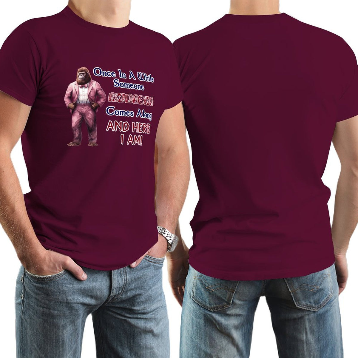 Sasquatch, Bigfoot "Once is a while...", Cotton Short Sleeve T-shirt