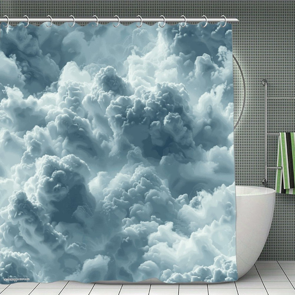 Cloudy Day Waterproof Polyester Shower Curtain