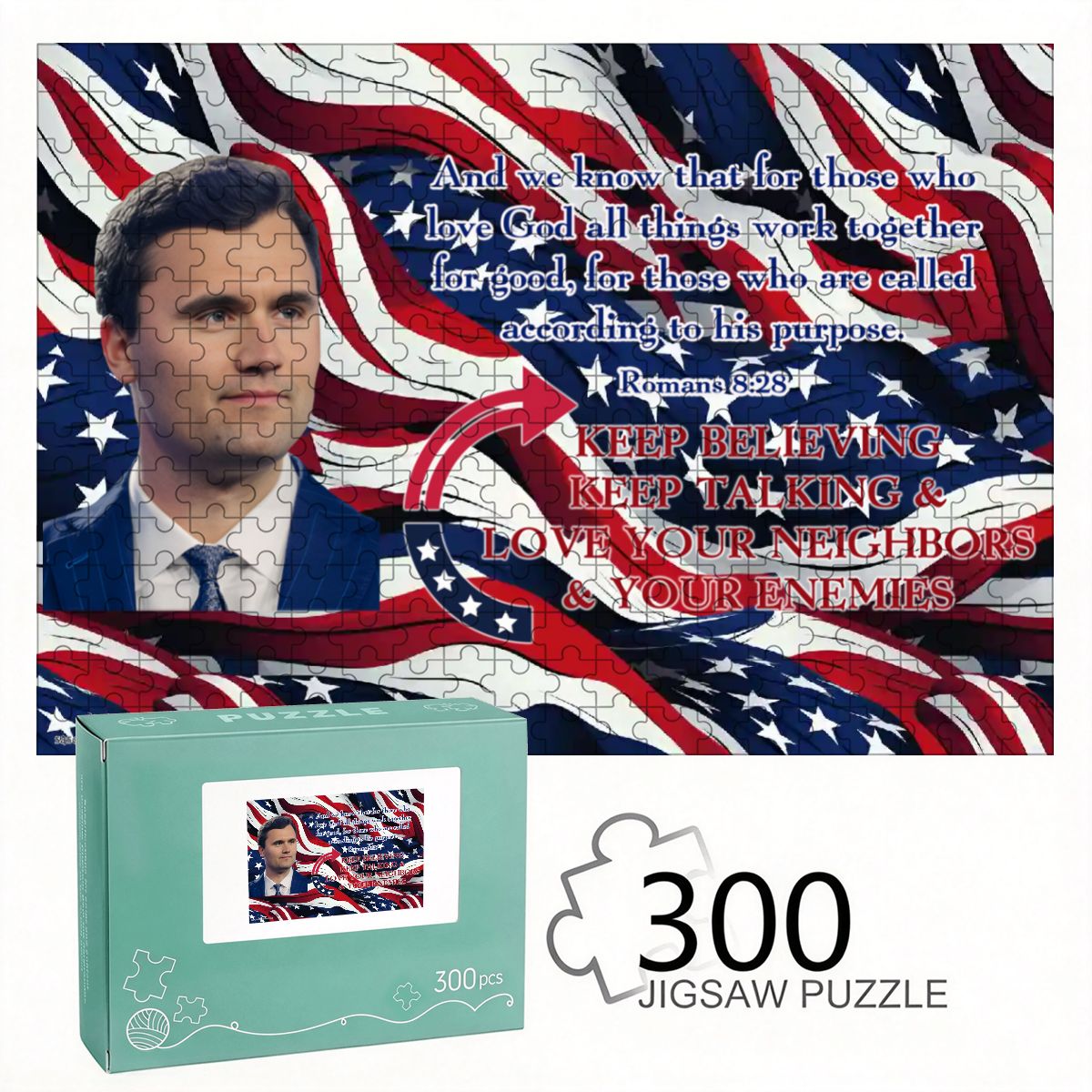 Charlie Kirk 300pcs Horizontal Wooden Jigsaw Puzzles