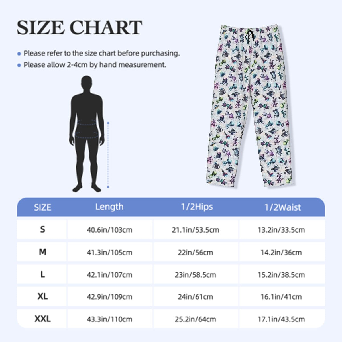 6 Alien Designs, Men’s Polyester, Drawstring, Pajama Pants