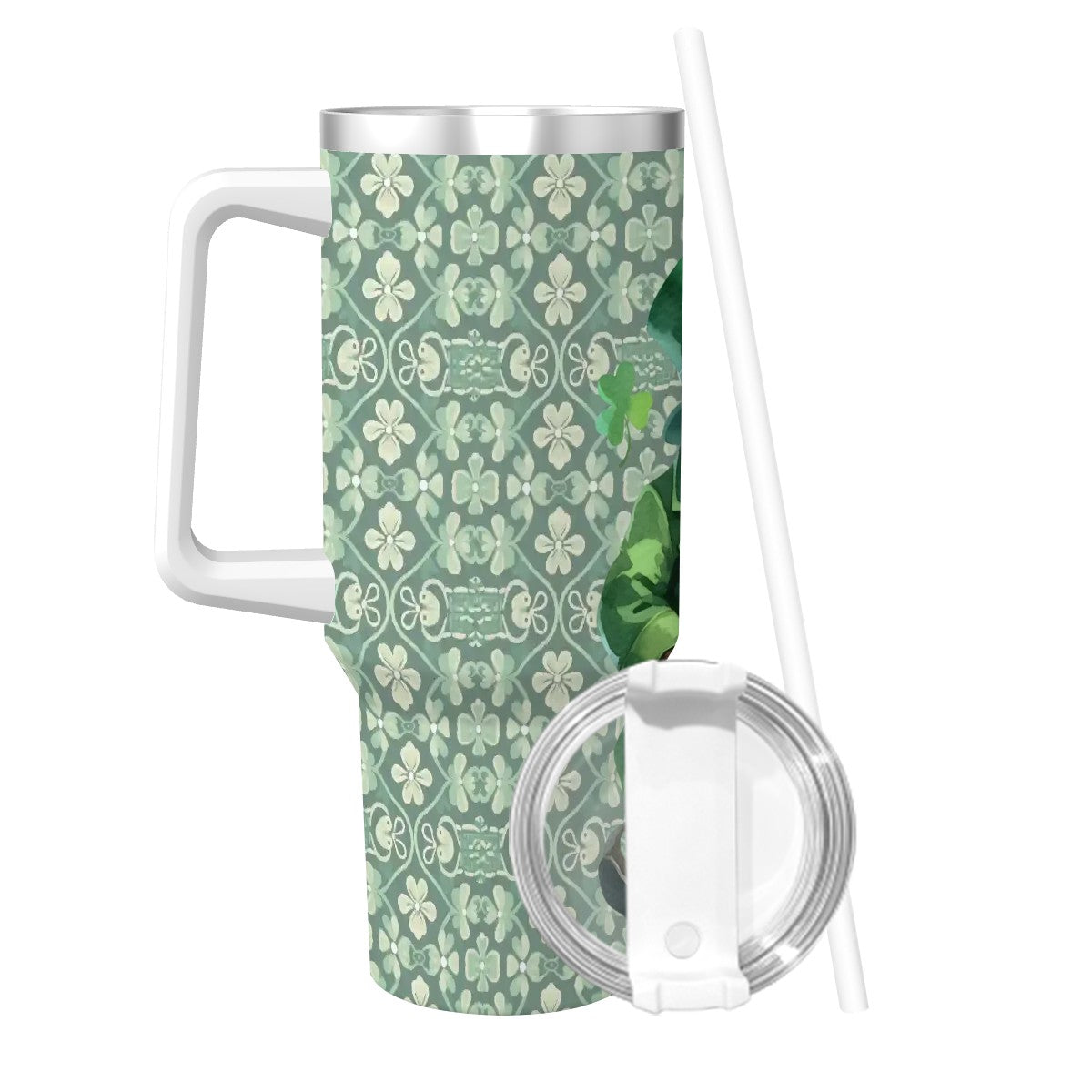 Bigfoot Sasquatch St Patrick 40 oz Stainless Steel Travel Coffee Mug with a Straw