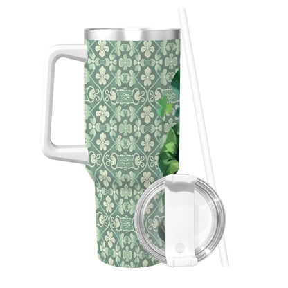 Bigfoot Sasquatch St Patrick 40 oz Stainless Steel Travel Coffee Mug with a Straw