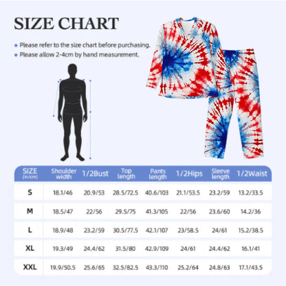 Long Sleeved Pajamas for Men Set - Tie Dye Designs, hippie dippy, tie dye pajamas, hippie pajamas for men