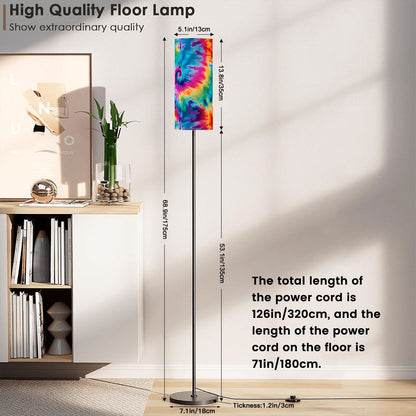 19 Tie Dye Designs, Floor Lamp Modern Standing Lamp (Made in USA)