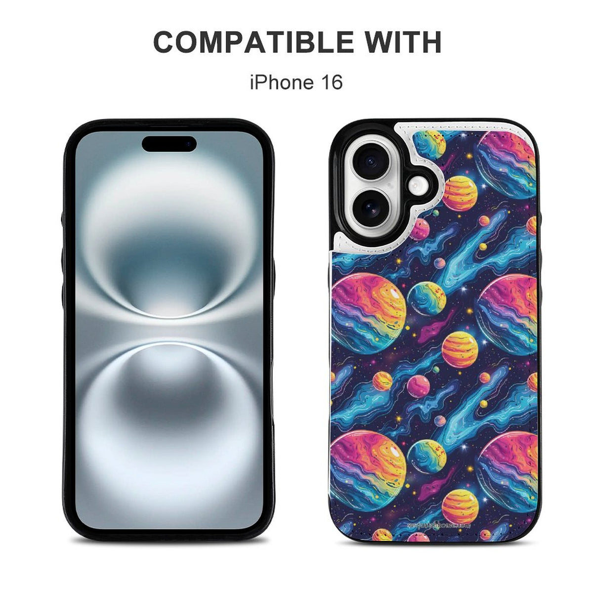 12 Galaxy Outer Space Designs, iPhone 16 Faux Leather Wallet Case