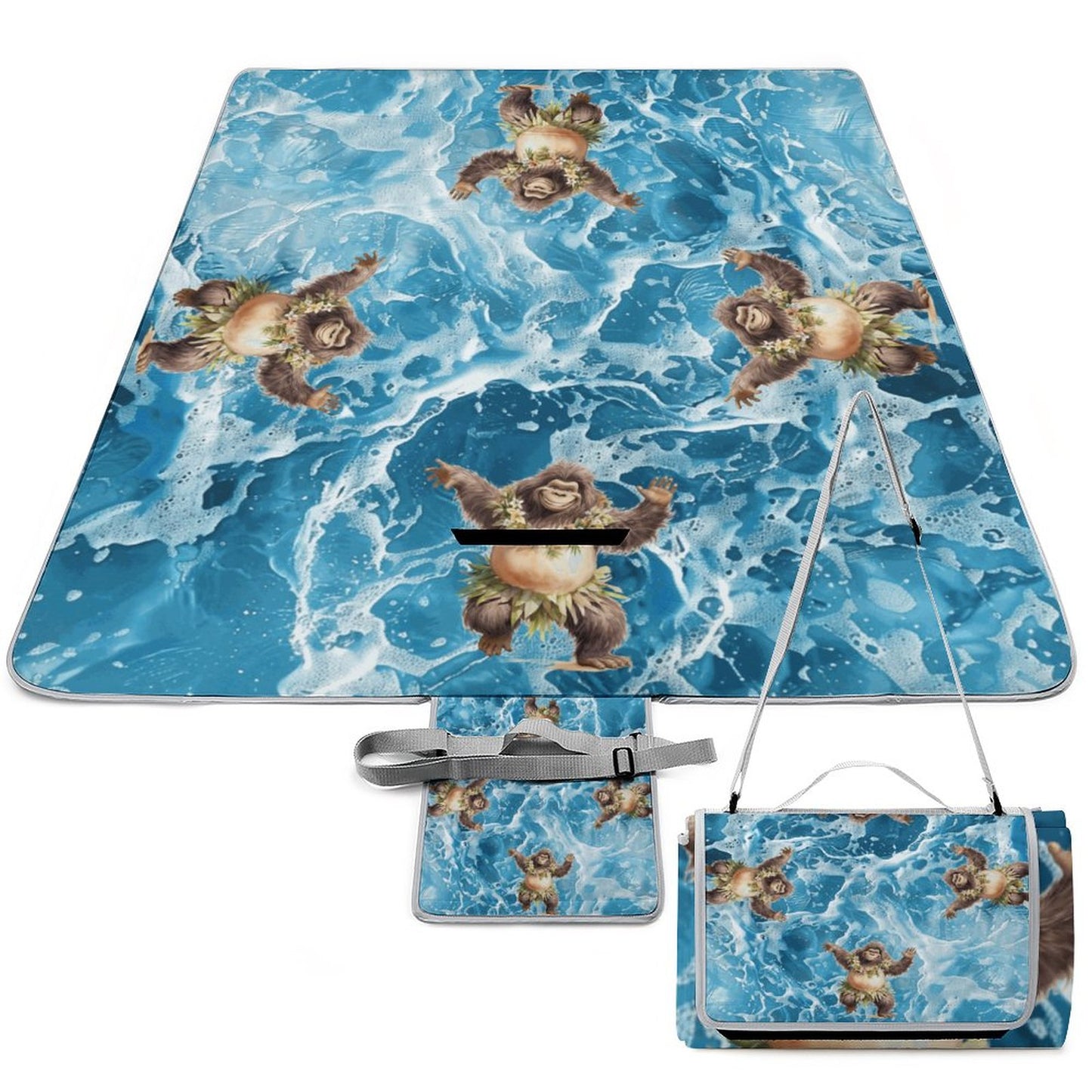 Foldable Zipper Picnic Mat- Blanket 58”x58” w/ Carry Straps